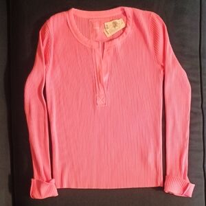 Aerie Bright Pinkl Ribbed Long Sleeve Top